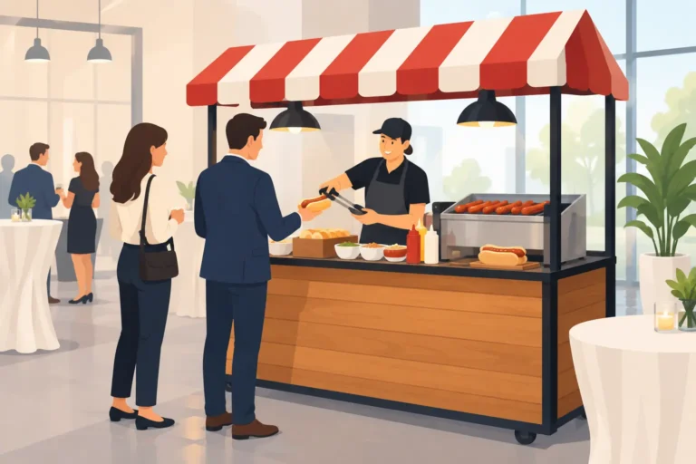 Indoor Hot Dog Stand aufbauen für Events